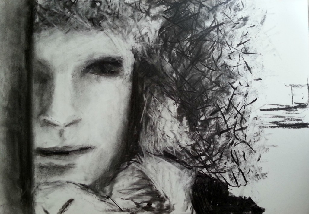 charcoal portrait from a photo of me i took last winter looking like an eskimo