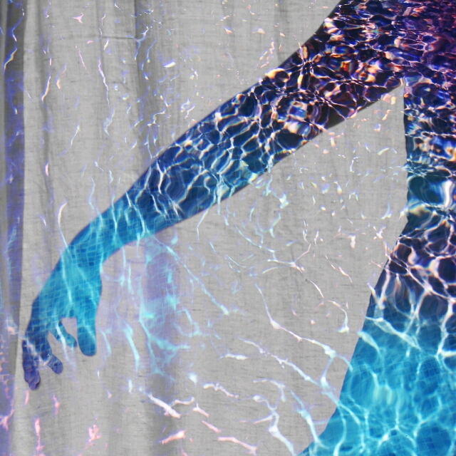swimming pool + figure double exposure