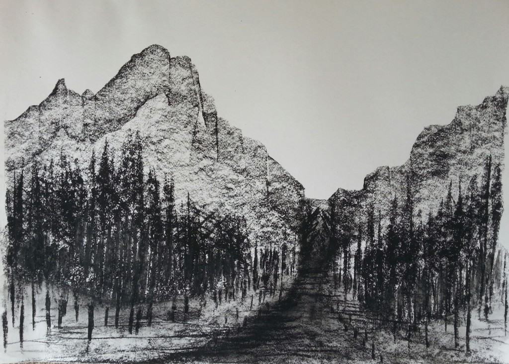 charcoal mountain sketch _ Tara_Leaver