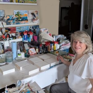 Nancy Carol artist in studio